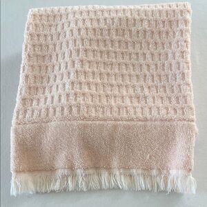 Vintage Fieldcrest Peach Cotton Towel Textured Waffle Weave, Fringed Ends USA